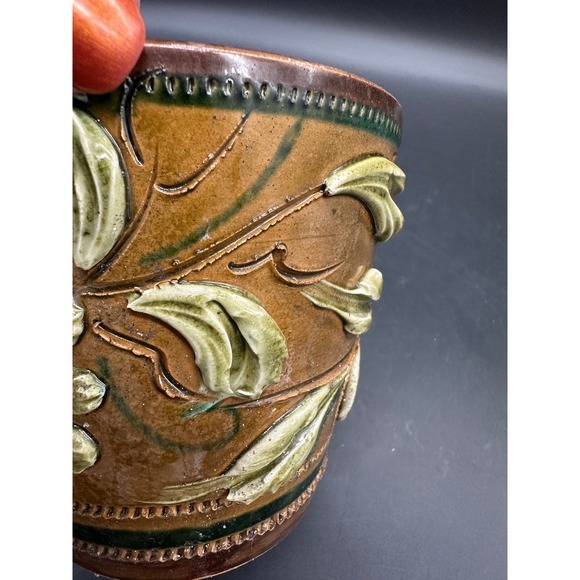 Jay Willfred Brown Stoneware Planter Rustic MCM Italy Daisy Sunflower MCM - Picture 3 of 9